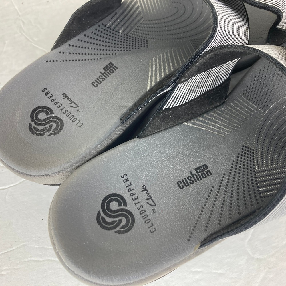 Clarks Cloudsteppers Arla Glison Womens 6 Black White Striped Slides - Picture 5 of 7